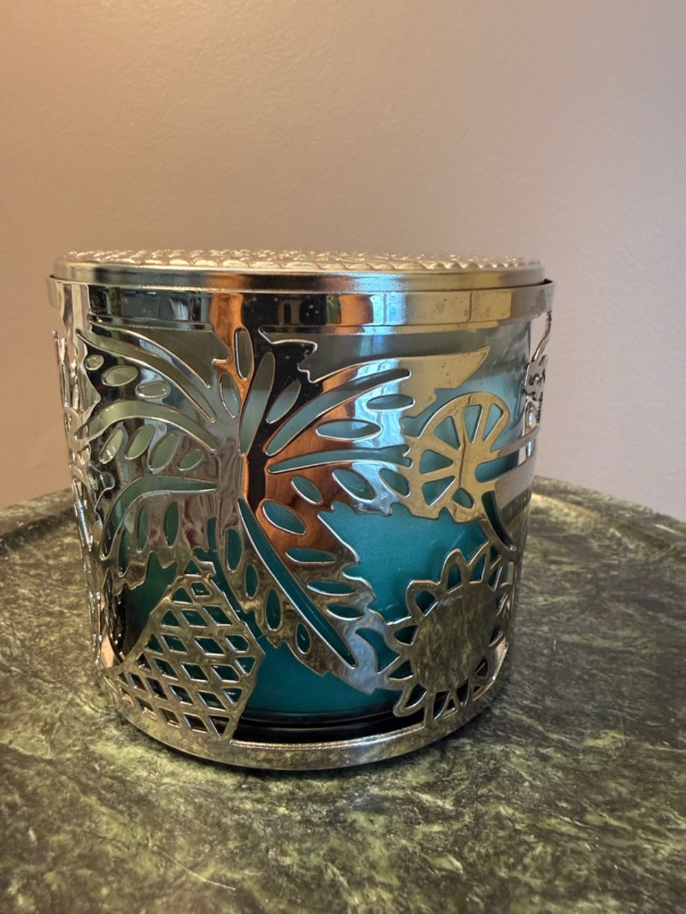 White Barn Eucalyptus Rain Candle -chrome color “Margaritaville” candle holder - Picture 15 of 16